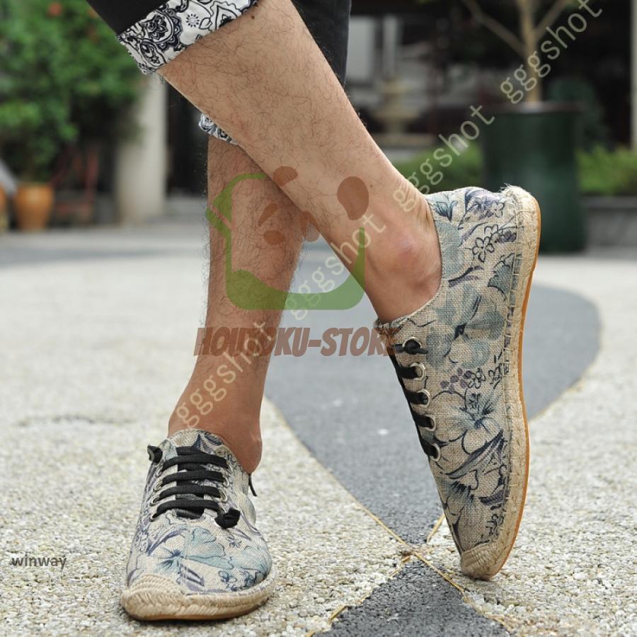 メンズ スニーカー ローカット 亜麻 花柄 ローカットスニーカー 春 夏 秋 冬 通勤 通学 お出かけ シン..