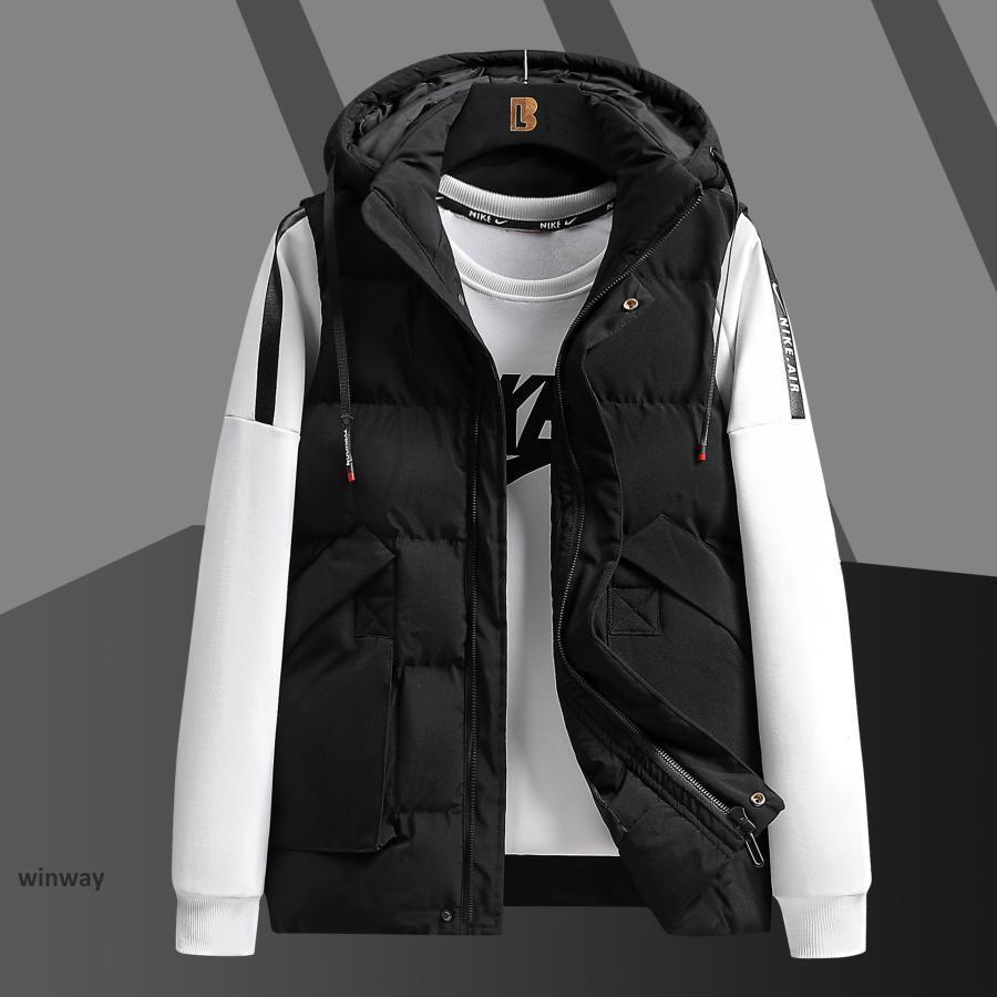 メンズ ダウンベスト ベストジャケット トップス アウター 中綿 フード 軽量 パーカー 防寒着 秋冬 大きいサイズ 暖かい 保温