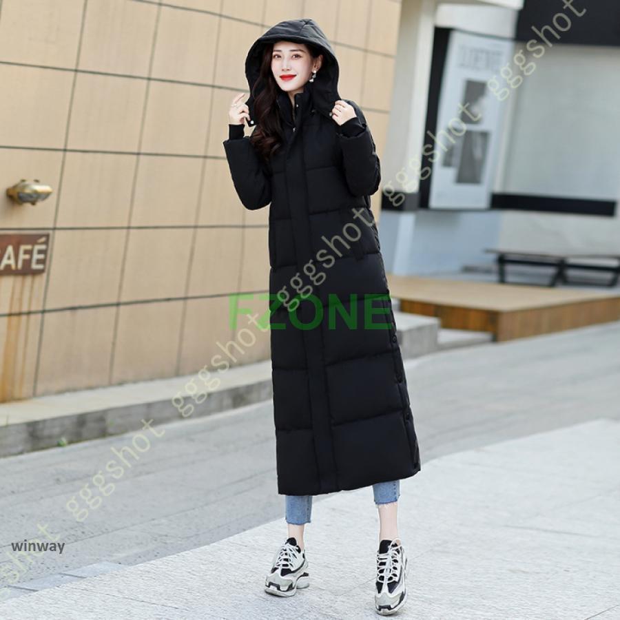 膝下 ベンチコート レディース 冬 可愛い フード付き 中綿入り 中綿コート アウター ロングコート ジャ..
