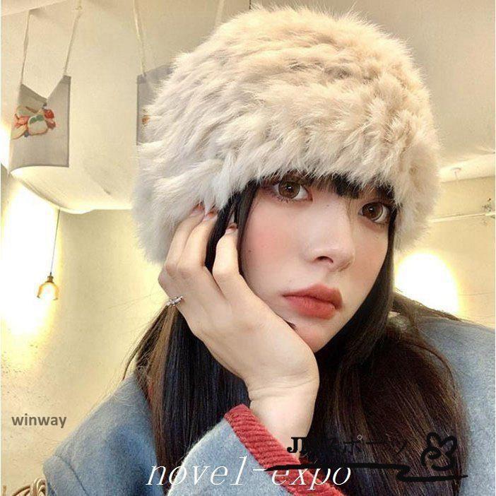 帽子 レディース 冬 ラビットファー帽子 キャスケット ハット ニットキャップ ベレー帽 キャップ ぼうし 秋冬 シンプル 無地 暖かい 可愛い