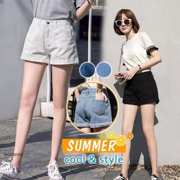 デニム ショートパンツ レディース 夏 短パン ロールアップ ジーパン ショーパン 高校生 体型カバー 部屋着 川遊び キャンプ