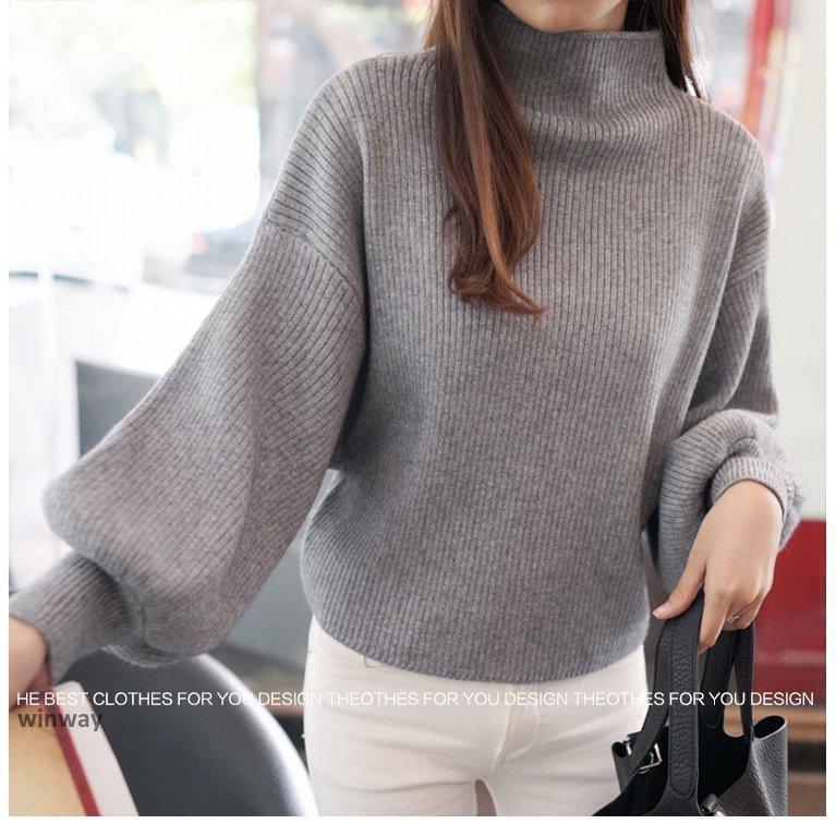 Tops - レディース セーター ニット トップス タートルネック ハイネック 小さめ 長袖 無地 シンプル おしゃれ 秋冬