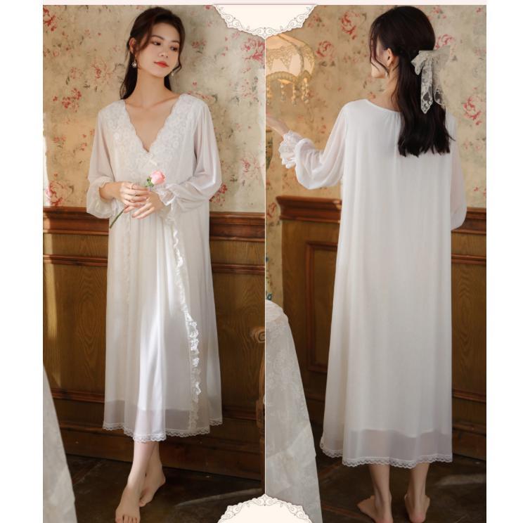 花柄レース カーディガンロングカーディガン 長袖ワンピーススプリング レディース ネグリジェロング ..