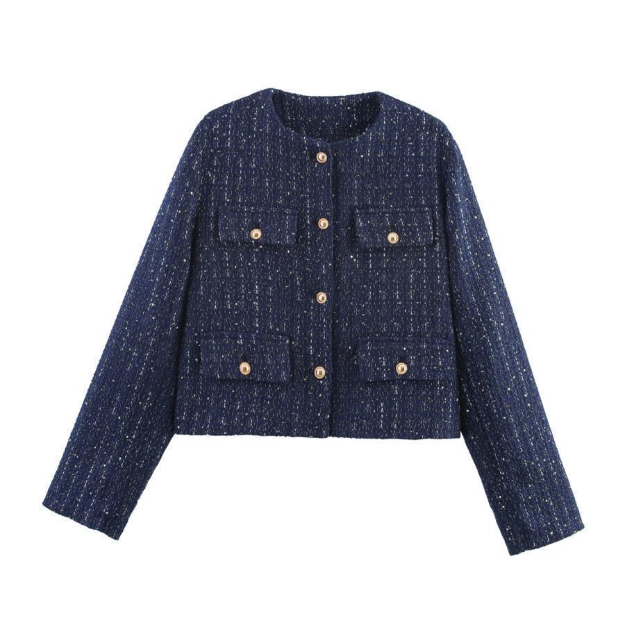 ノーカラージャケット レディース ツイードジャケット ノーカラー ジャケット 卒業式 ツイード 春 メタ..