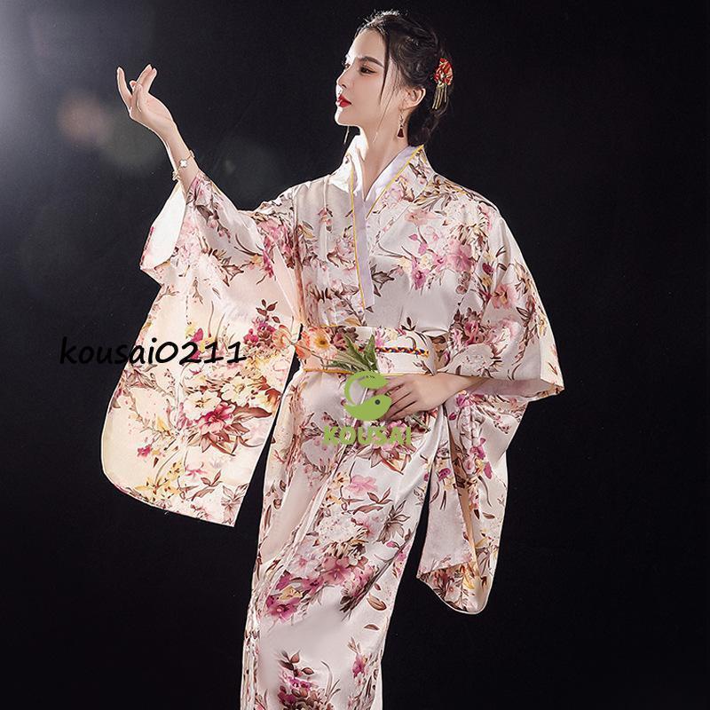 花魁 着物ドレス 花魁 衣装 ダンス衣装 よさこい衣装 和服 ロング ゴールドパイピングフリル和風小花柄花魁着物ロングドレス
