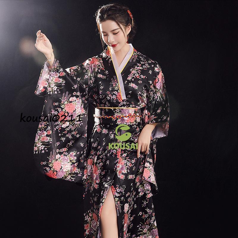 花魁 着物ドレス 花魁 衣装 ダンス衣装 よさこい衣装 和服 ロング ゴールドパイピングフリル和風小花柄花魁着物ロングドレス