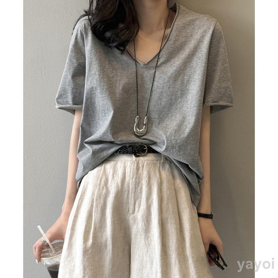 vネックtシャツ レディース 綿100%