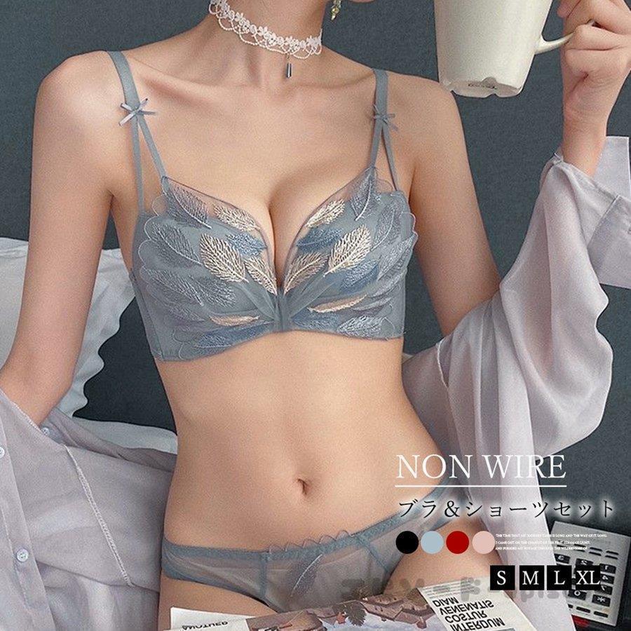 ランジェリー 下着セット タッセル ブラジャー ショーツ セット ブラ ノンワイヤー 花柄レース ショーツ おしゃれ