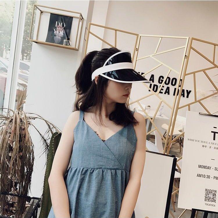 サンバイザー レディース メンズ 男女兼用 キャップ 帽子 つば広 透明クリア 無地 ...