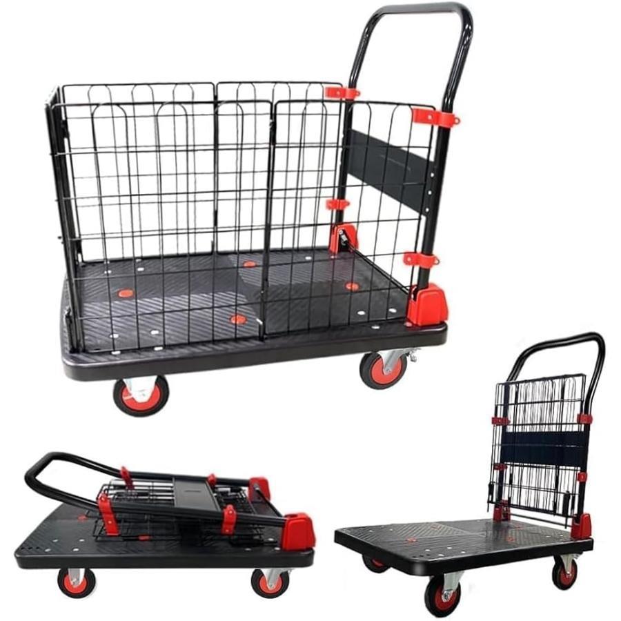 バリエーションコード : 2B9XC4P16S「商品仕様」カゴ台車サイズ：200kg-72 x 48 x 89cm、400kg-90 x 60 x 100 cm、積載量：200 k/400kg、ブレーキ付きで新登場。 軽量で移動が楽なカゴ付台車。「便利なかご付き台車」メッシュカゴが付いているので、荷物が崩れ落ちる心配がありません。安心安全に荷物を持ち運びできます。「折りたたみ式」折りたたみ輸送荷車、フェンス取り外し可能、1台2種類の使用方法。荷物を収納しやすく、輸送しやすく、折りたたんで簡単に保管できる。「ブレーキ付き」 駐車ブレーキ付きなので、少し傾斜のある場所でもブレーキをかけて安心して置いておくことができます。「幅広い用途」カゴ付台車は積み重ねにくい物や不安定な物を保管したり移動するのにおススメです。工場や倉庫、ショッピングモールではもちろんの事、図書館や飲食店などでもご使用頂いております。