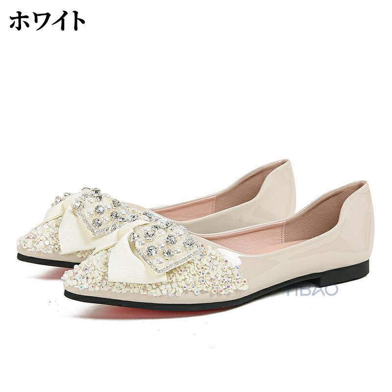 harmony17のパンプス レディース ウエディングシューズ ブライダルシューズ ローヒール 靴 美脚 歩きやすい 痛くない フラットシューズ レディース マタニティ パンプス｜アングル3