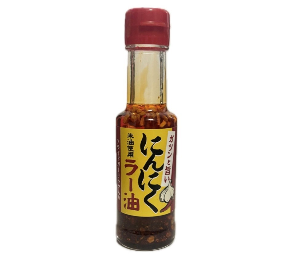 販路限定品・ヘルシーな米油を使用。・フライドガーリックと唐辛子の旨みがつまったラー油です。・ラーメンや様々な中華料理にお使いいただけます。