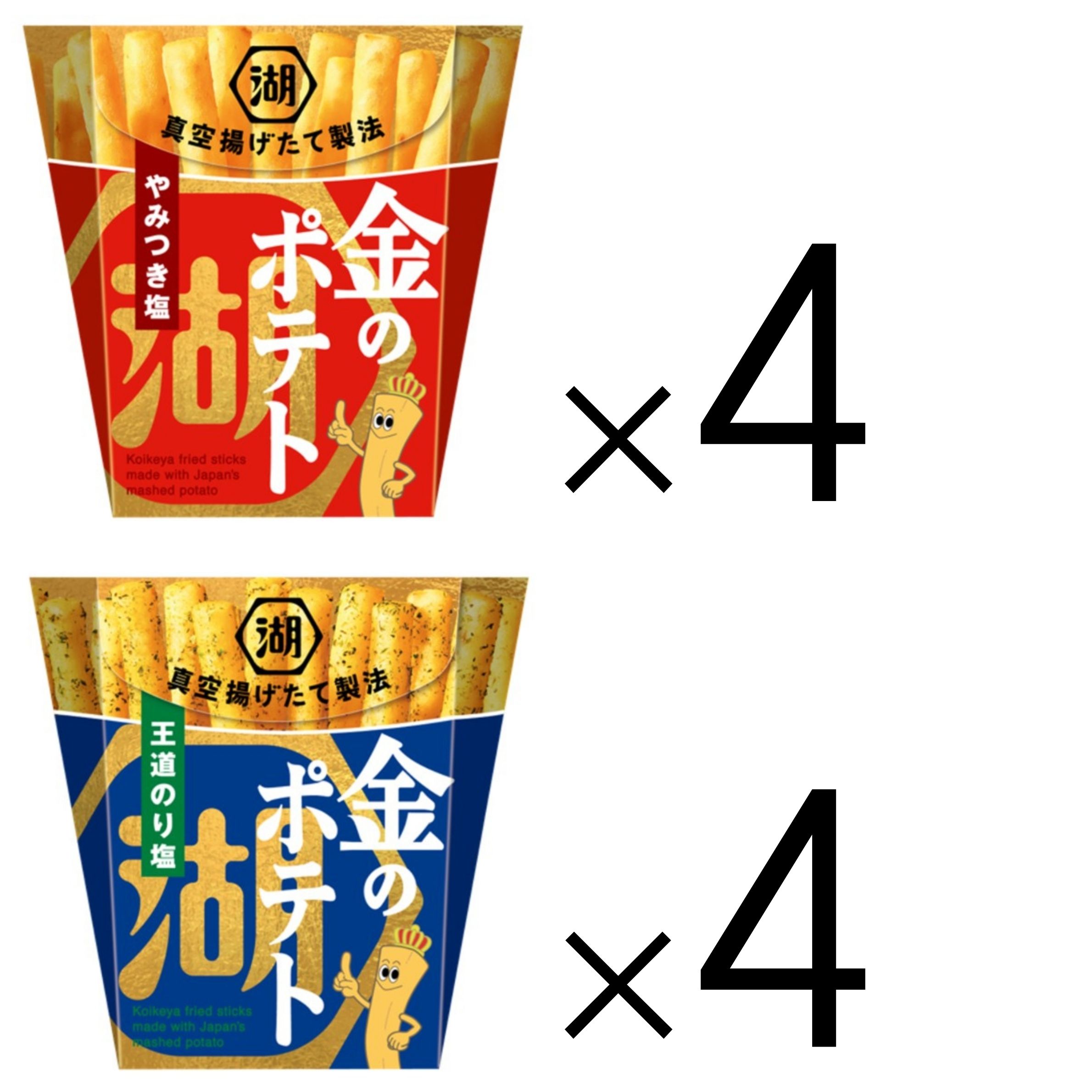 国産じゃがいも100％マッシュ!! いつでもどこでも揚げたてポテトの美味しさが楽しめる夢のやみつきポテトスティックです 湖池屋の“真”発明「真空揚げたて製法」によって生まれるじゃがいもの濃い旨みと、揚げたてポテトの香ばしい風味を1本にぎゅっと閉じ込めました 国産芋丸ごとマッシュ！ 真空濃縮で芋純度MAX！ 真空フライでサクッと香ばしい！ 【原材料名】 馬鈴薯(日本:遺伝子組換えでない)、植物油、粉末油脂、食塩、デキストリン／加工デンプン、乳化剤、調味料(アミノ酸等)、香料