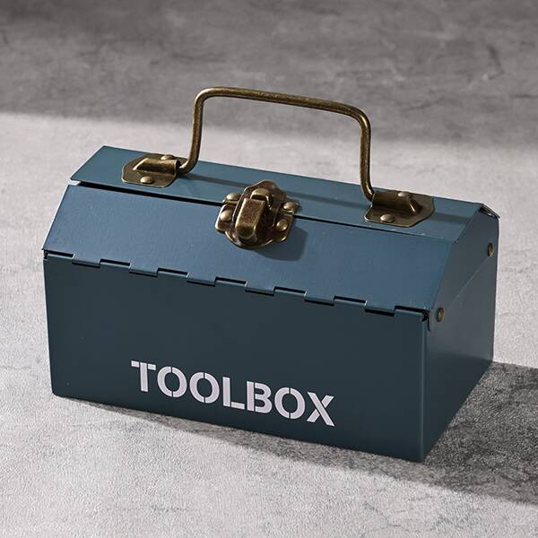 グレー　ツールボックス缶チョコレート　カルディ　東京西倉庫