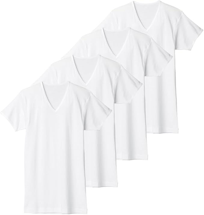 Rakuten - [グンゼ] Lサイズ まとめ買い 4枚組 インナーシャツ 半袖V首 川越倉庫