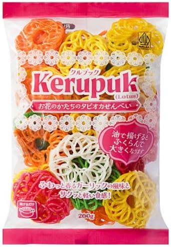 お花のかたちのタピオカせんべい クルプック 200g ガーリック風味　東京西倉庫