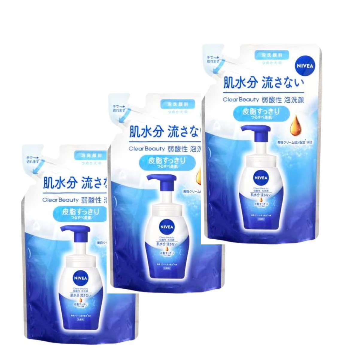 Rakuten - 3個セット　ニベア クリアビューティー弱酸性泡洗顔 皮脂すっきり つめかえ用 130ml　群馬倉庫