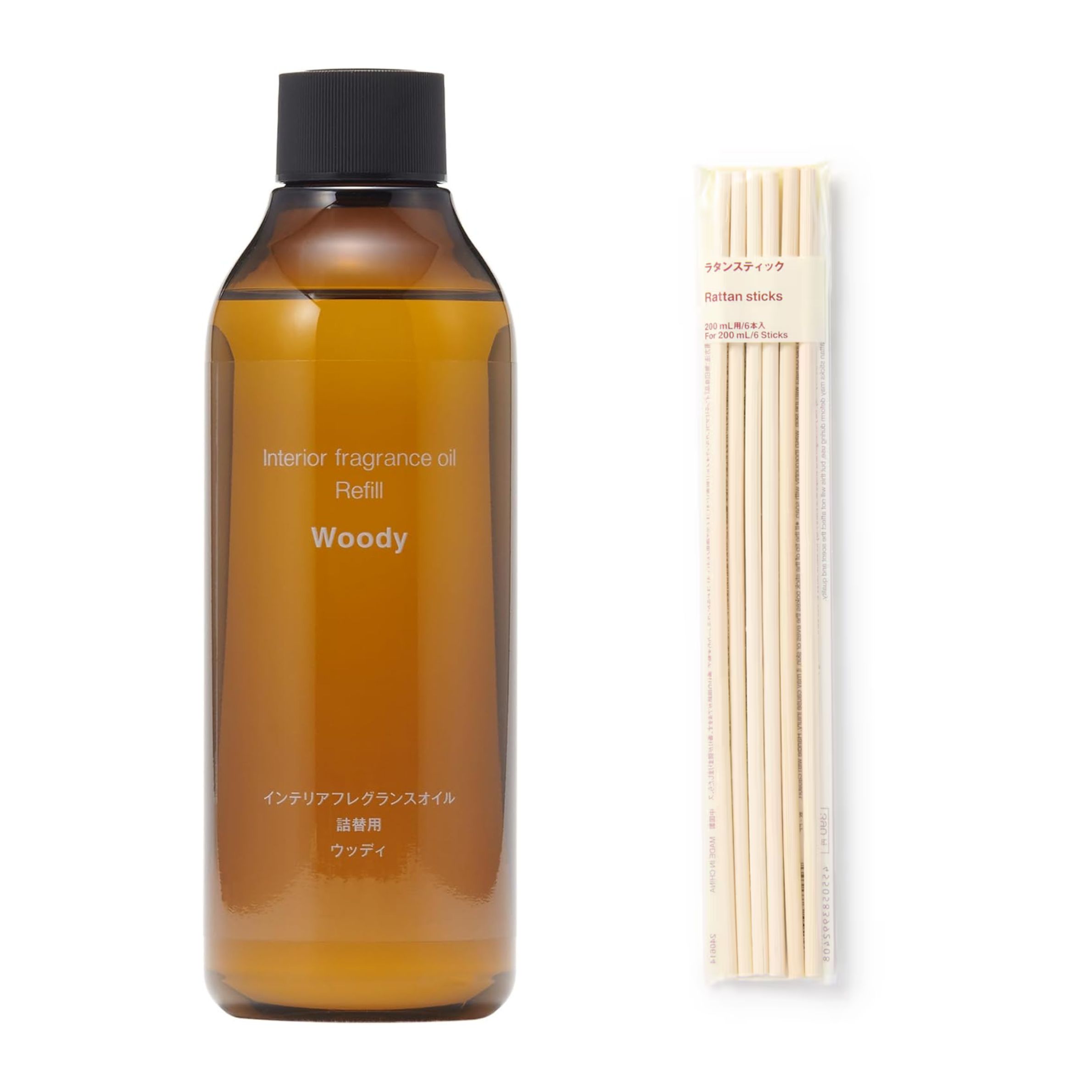 インテリアフレグランスオイル ウッディ 詰替用 200mL 200ml用ラタンスティック付き 無印良品 東京西倉庫のサムネイル
