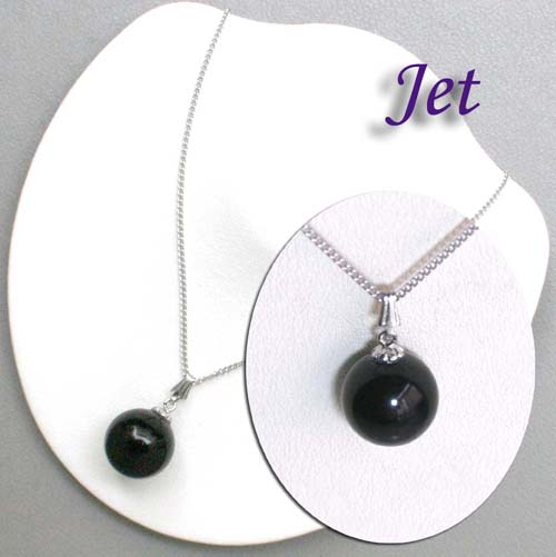 【送料無料】SV925 ジェット 大珠ペンダント 13mm大珠