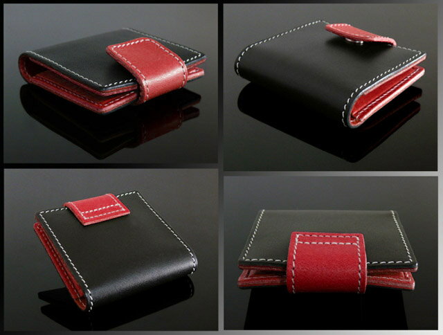 【送料無料】【栃木レザー】【IKI LEATHER】イキレザー オール栃木レザー コンドームケース ブラック|×レッド 日本製