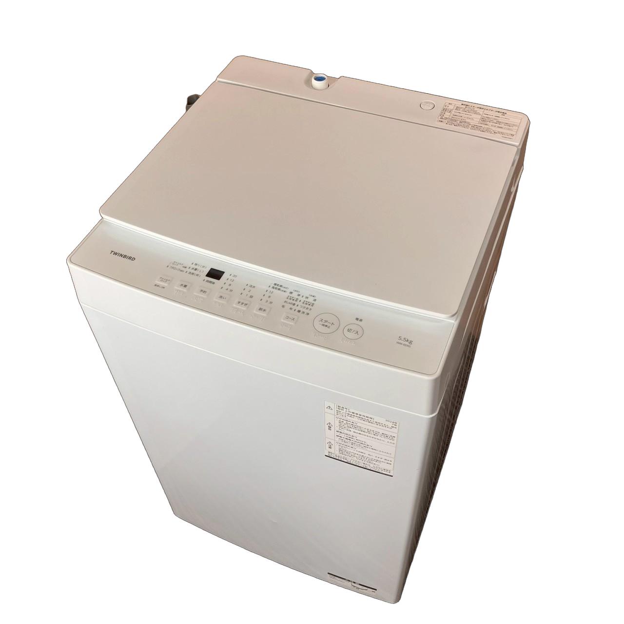 Rakuten - 【中古】洗濯機 全自動洗濯機 5.5kg ツインバード TWINBIRD 1～2人用 2024年製 ホワイト 少量快速10分モード WM-ED55 生活家電 1人暮らし 2人暮らし 新生活応援 引っ越し 送料無料!!【Aランク】【到着日時指定可能!!】