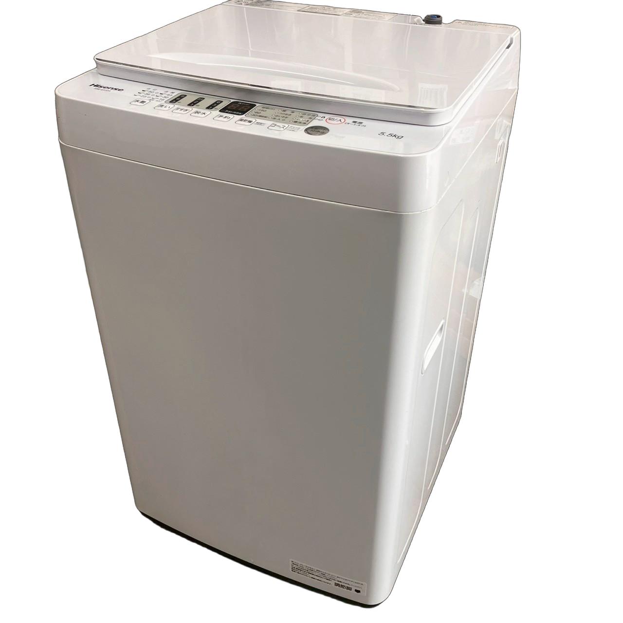 【中古】洗濯機 全自動洗濯機 縦型 洗濯機 Hisense ハイセンス HW-E5504 ホワイト 5.5kg 生活家電 1人暮らし 新生活応援 引っ越し 送風乾燥 コンパクト シンプル 送料無料!!【Aランク】【到着日時指定可能!!】