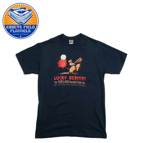 Ebbets Field Flannels Portland Lucky Beavers 1947 エベッツフィールドフランネルズ ラッキービーバーズ Tシャツ ネイビー