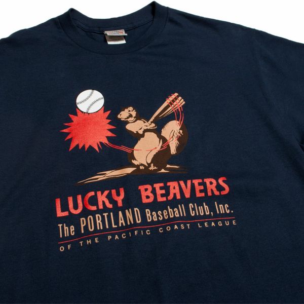 Ebbets Field Flannels Portland Lucky Beavers 1947 エベッツフィールドフランネルズ ラッキービーバーズ Tシャツ ネイビー