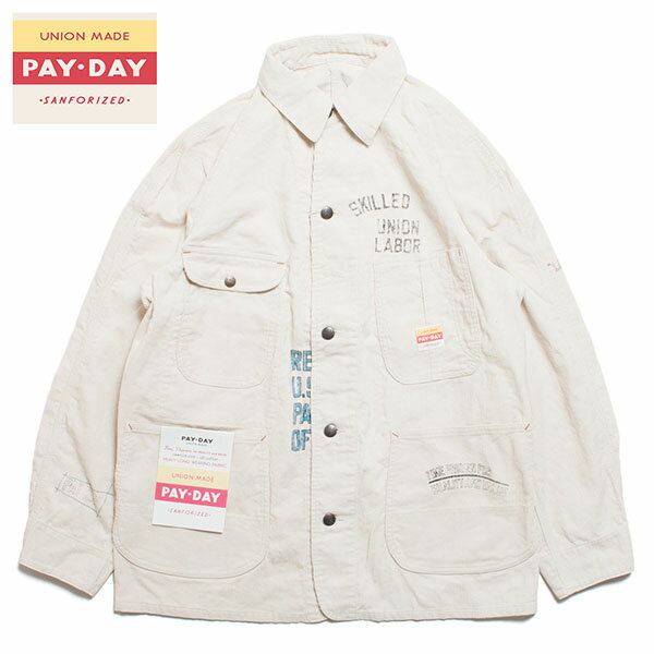 楽天HARTLEY 楽天市場店【セール30％OFF】 PAYDAY ペイデイ 50’s COVER ALL コーデュロイ カバーオール ハンドプリント