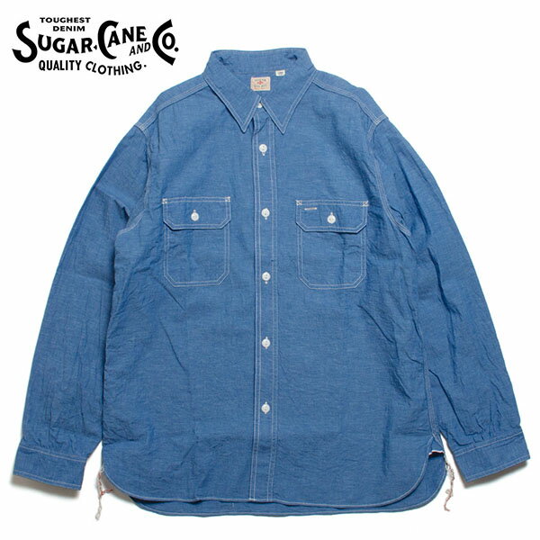 SUGAR CANE VK[P[ VAT DYE CHAMBRAY WORK SHIRT Vu[ [NVc SC25513