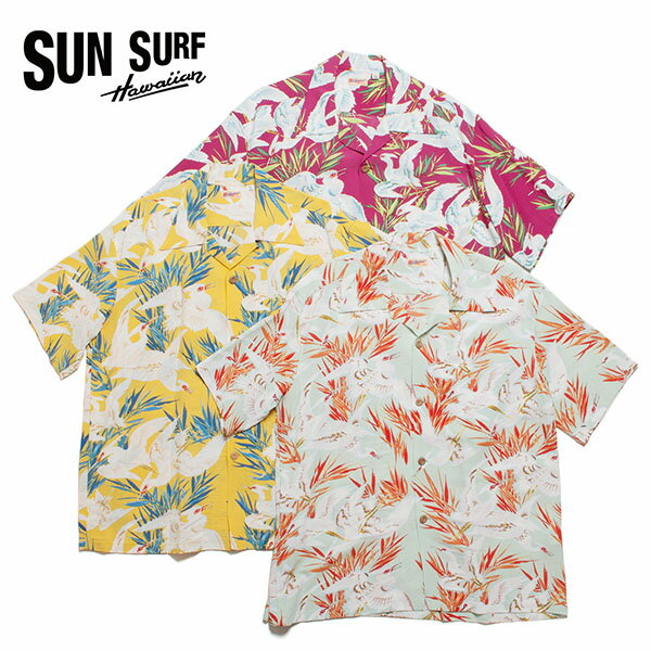 SUN SURF TT[t RAYON HAWAIIAN SHIRT gWHITE EGRETh [ nCAVc  SS39222