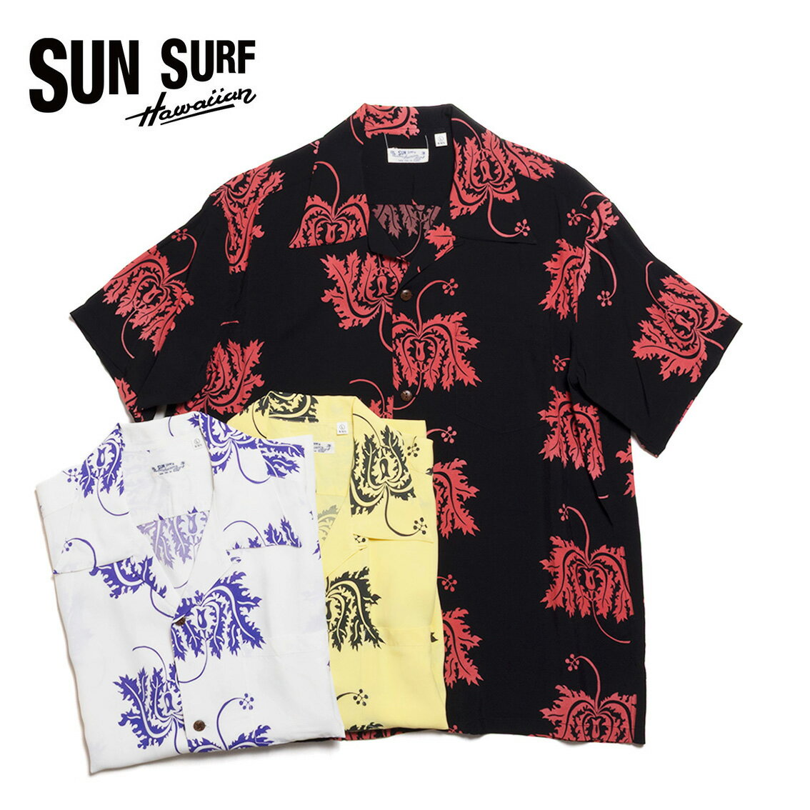 SUN SURF サンサーフ RAYON HAWAIIAN SHIRT “CORAL HIBISCUS” 半袖 レーヨン ハワイアンシャツ SS39412