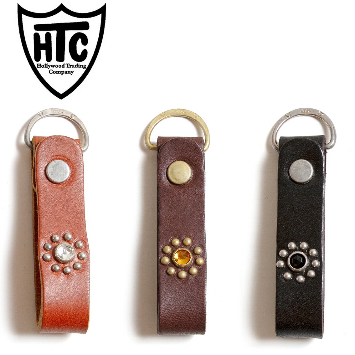 HTC エイチティーシー Hollywood Trading Company Flower Stone DKH スタッズ キーホルダー