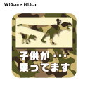 マグネット ステッカー kids in car キッズインカー 子供が乗っています 恐竜と子供迷彩柄 車 かわいい 恐竜 ティラノサウルス T-REX シール 3000円以上の購入で送料無料！（ゆうパケット又は定型外郵便に限る） 楽天 シール 通販