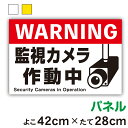 【パネル複合板】注意喚起ステッカー監視カメラ作動中横型_縦28cm×横42cmセキュリティ 防犯 監視 録画 24時間 対策 注意喚起 注意 工場 作業 案内 施設 屋内 屋外 学校 現場 会社 地域 表示 板 プレート 大きい 厚手 対策 アピール 耐水 防水 楽天 通販