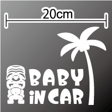 baby in car ステッカー ティキ＆ヤシの木 20cmカッティング ステッカー ベビーインカー 赤ちゃんが乗っています ハワイの神 車 おしゃれ シール 赤ちゃんが乗ってます 車 南国 ハワイアン 切り絵楽天 通販