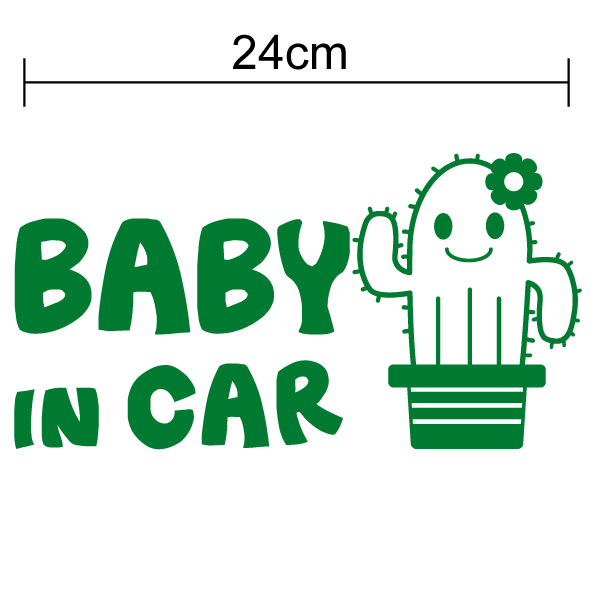 【カッティングステッカータイプ】baby in car ステッカー：サボテンかわいい おしゃれ シール 車 安全運転 赤ちゃんが乗ってます 防水 赤ちゃんが乗っています セーフティ 楽天 通販