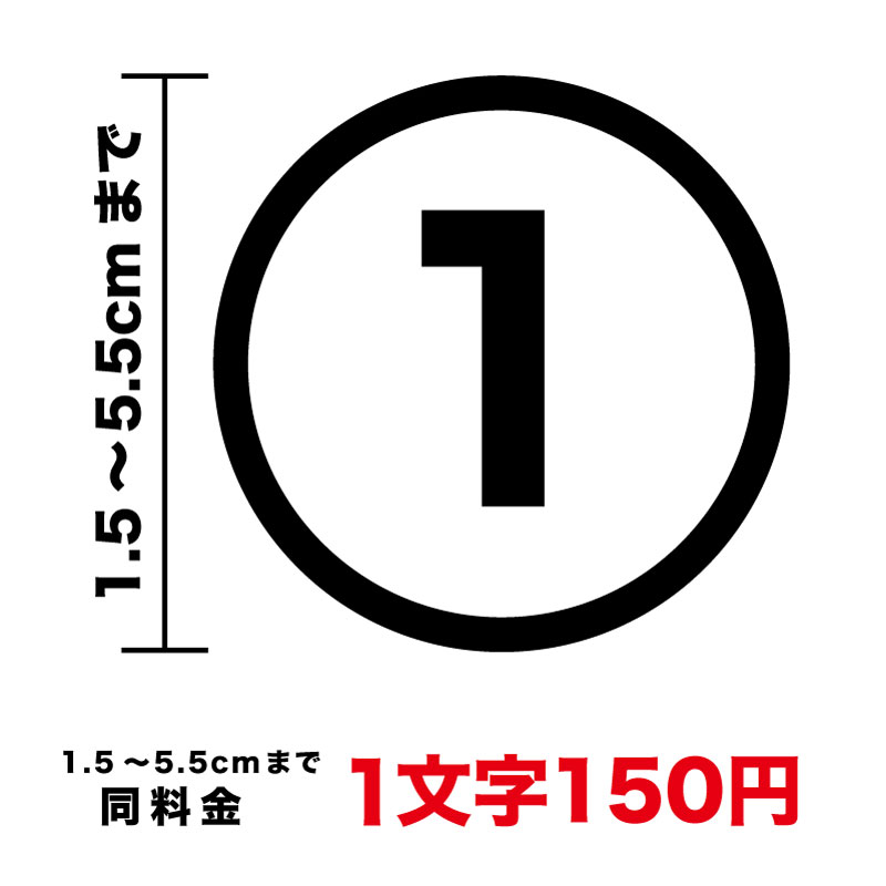 丸文字 数字 ステッカー1.5cm〜5.5cmま