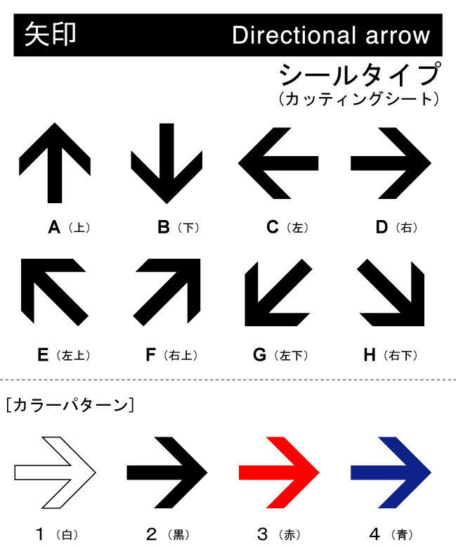 【案内シールステッカー】ピクトサイン 矢印 ステッカーSサイズ マーク 特注　オーダーメイド 楽天 通販