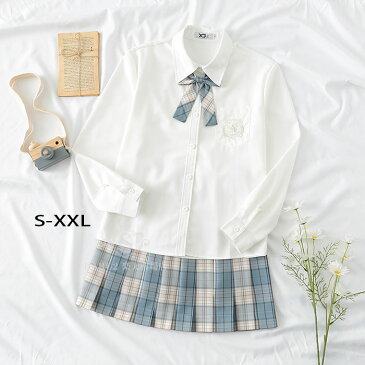 SALE学生服 制服 スーツ スカート 韓国風 クラス セーラー服 長袖　JK 女子高生 制服セット ワイシャツ＋リボン＋チェックスカート バリエーション豊富セーラー服 半袖 本格制服 前開き コスプレ衣装 蝶結び付き