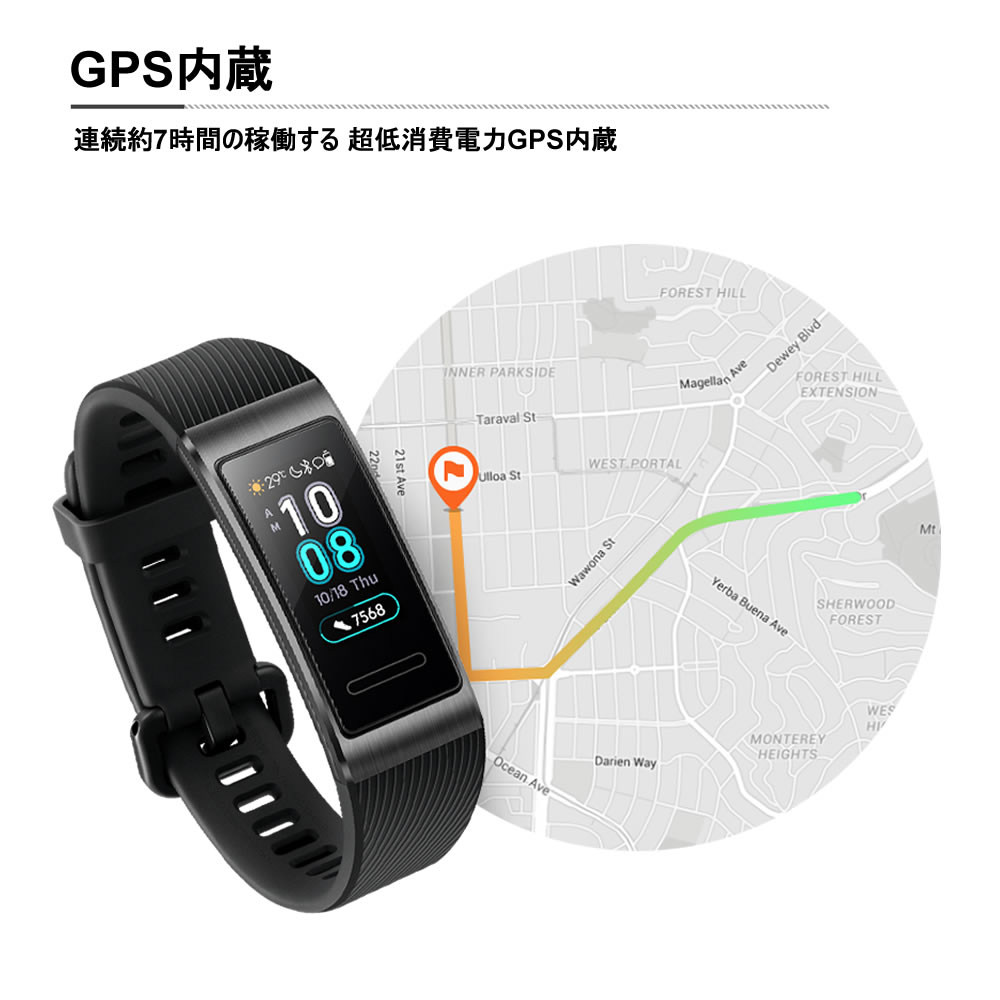 HUAWEI Band 3 Pro（B29）NFC版 英語 English version 正規品 GPS 英語 搭載 ブラック ゴールド タッチスクリーン スマートウォッチ ランニング ウォーキング スポーツ 5ATM スイミング Huawei 歩数計 睡眠トラッカー 心拍数計測 SWOLF Smart Watch 日本語説明付き