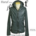 ハルフ 革トートバッグ メンズ Haruf Leather 本革 レザージャケット メンズ ハルフレザー M3466GRY ラムレザー 革ジャン 皮ジャン パーカー フード ジャケット ジャンパー ライダースジャケット シンプル グレー アウター 秋冬 春