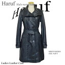 Haruf 本革 レザーコート レディース トレンチコート レザージャケット ダブル 革ジャン 本革コート レディース コート アウター ラムレザー 秋冬 ネイ...