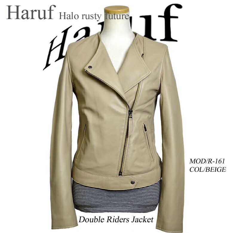 ライダースジャケット レディース 本革 レザージャケット レディース ノーカラージャケット 革ジャン 皮ジャン ダブルライダースジャケット ブラック 黒 ベージュ 白 ホワイト r161 アウター 秋冬