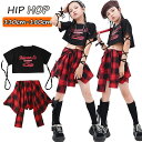 ★期間限定タイムセール★ブラックショート丈 半袖 レッド チェック柄 スカート パンツ 女の子 jazz チアガール 韓国 k-pop キッズ ダンス衣装 セッ...
