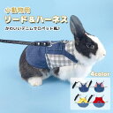 【期間限定!2990円→2190円】ウサギ服 ハーネス デニム チェック柄 リードセット 可愛い 小動物 ウサギ ホーランドロップ モルモット お散歩 お出かけ...