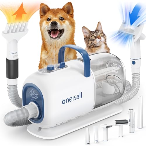 【ペット掃除機ドライヤー2WAY特許取った設計】Oneisall 8in1 ペット用バリカン 犬 猫用特化した温風と..