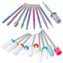 Bestgle ネイルビット ネイルマシン用 研削ビット 20個セラミックビット 研削ネイルヘット 爪磨き ネイルケア用 甘皮処理 研磨ビットセット 角質除去 研削ネイル ネイルドリルビット 軸径2.35mm マルチカラー ネイル工具 簡単操作 収納ボックス付き