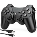 PS3 コントローラー 【2024新登場】PS3 用 ワイヤレスコントローラー PS3 用コントローラー 500mAh大容量バッテリー 無線Bluetooth接続 10時間連続使用 USB ケーブル 振動機能 ワイヤレス3コントローラー P3/PC対応