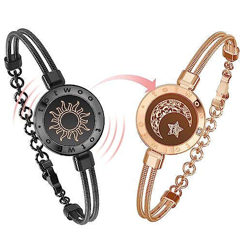 [TOTWOO] 遠距離タッチペアブレスレット 愛を伝える ステンレス スマートブレスレット 振動通知 カップ..